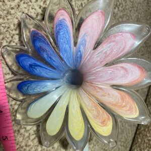 Vintage art Murano Glass Flower 20” long stemmed multi color